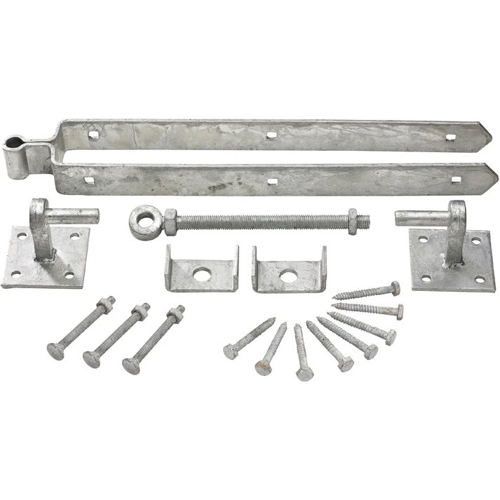 Perry 600mm 24" No.167/153 Adjustable Bottom Fieldgate Hinge Sets on 4" x 4" Plates to suit 19mm dia. Pins c/w Fittings Galvanised