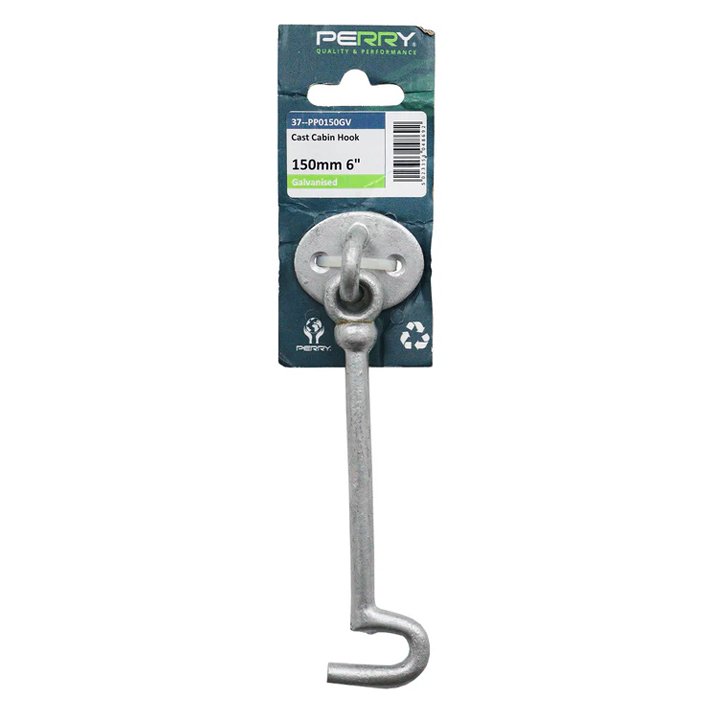 Perry 150mm 6" No.37 Traditional Cast Cabin Hooks Galvanised